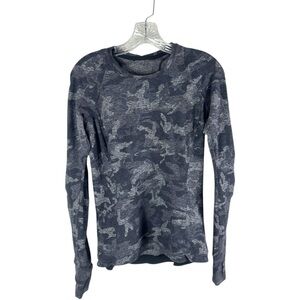 Lululemon Runderful Long Sleeve Incognito Camo HTR Black Shirt Top Size 8